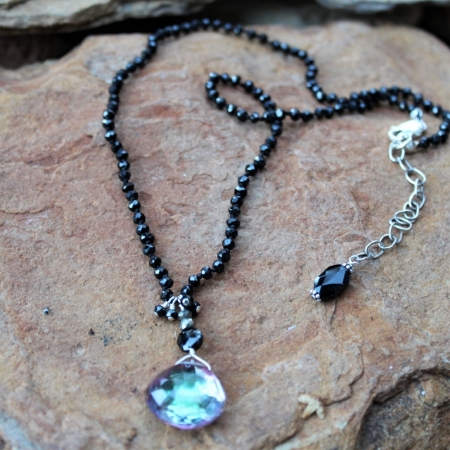 Rainbow Quartz & Black Spinel Necklace
