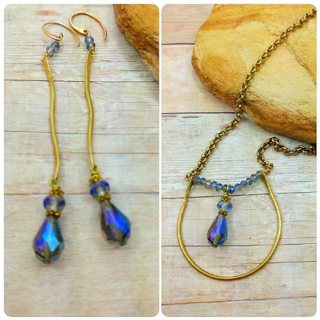 Brass & Crystal Necklace set