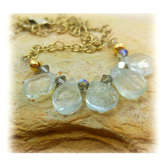 Crackled Aquamarine & Swarovski Necklace