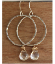 Hoop Crystal Earrings on wood