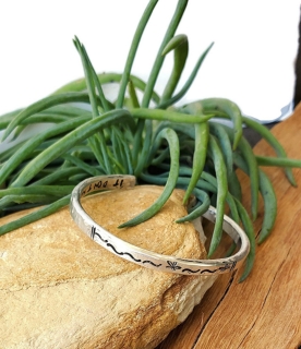 Personalized sterling silver forged graduation cuff