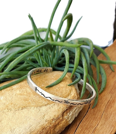 Personalized sterling silver forged graduation cuff