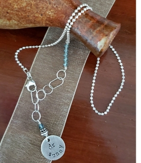 silver mixed chain crystal necklace