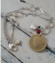 Cool Italian coin bracelet with mixed silver chai