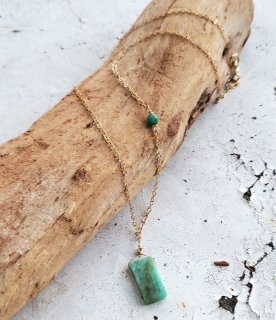 gold chain green amazonite gemstone chain necklace