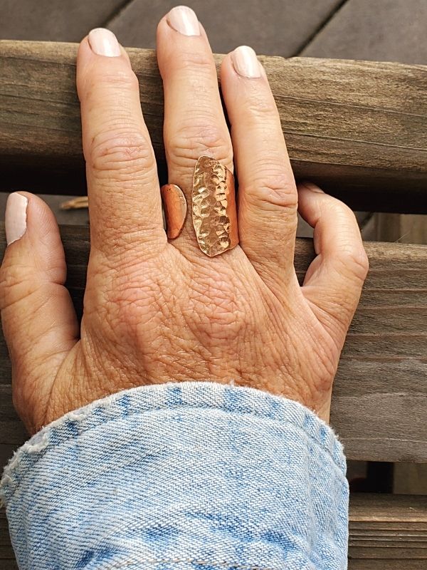 wearing an asymmetrical metal wrap ring