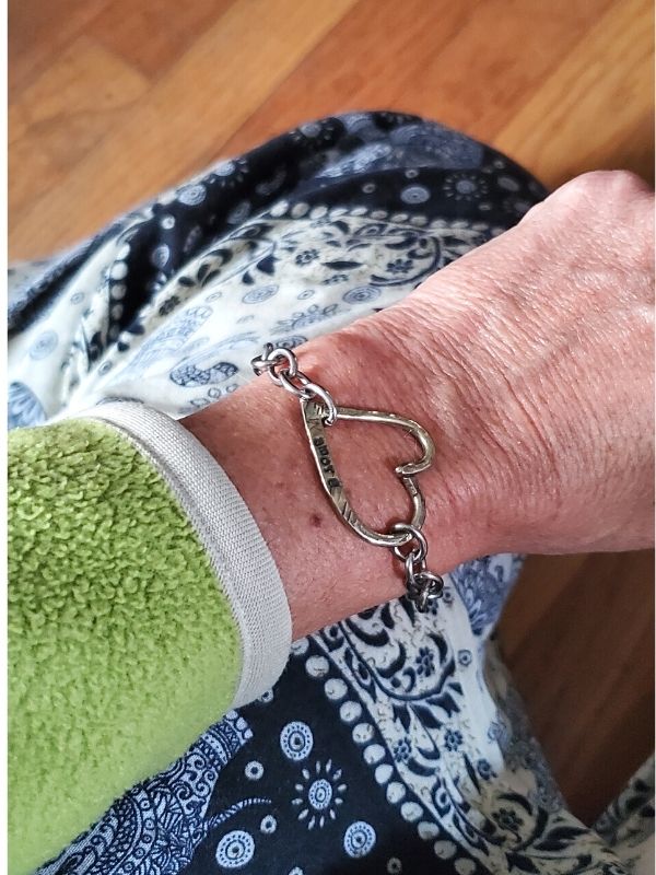 heart bracelet on wrist