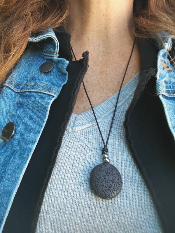 Long black giant lava necklace
